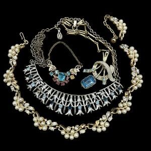 Rhinestone Recovery Lot Jewelry Findings & Crafting Vintage Lot Of 4 Necklaces